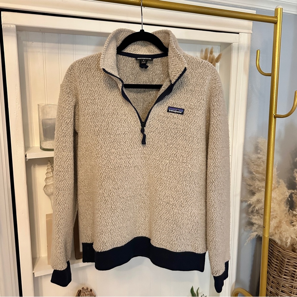 Sold- Patagonia Woolie oatmeal quarter-zip pullover sweater